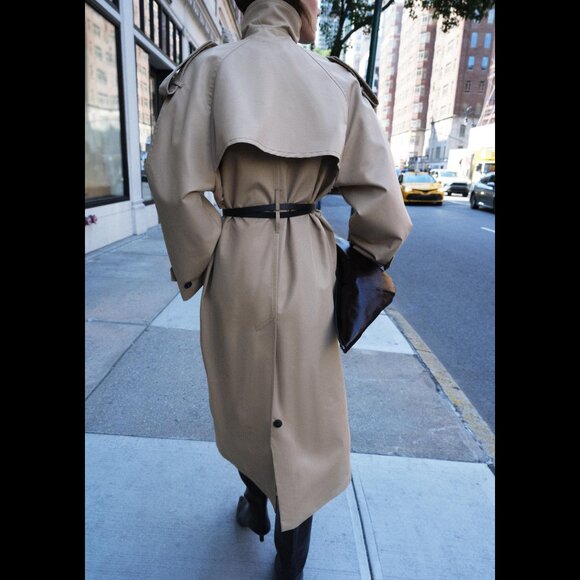 *SOLD* ZARA Oversized Double Breasted Beige Trench Coat NEW with Tags! - Picture 6 of 13